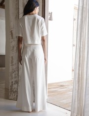 Blusa Cropped Linho - Off White - G