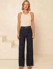 Calça Wide Leg Liz - Jeans Escuro - 38