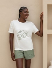 T-Shirt Bordada Viver - Off White - GG