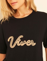 T-Shirt Bordada Viver - Preto - M