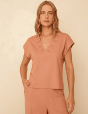 Blusa Linho Mey - Terracota Suave - P