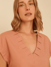 Blusa Linho Mey - Terracota Suave - P