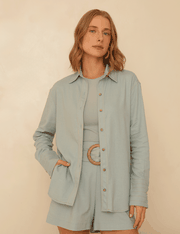 Camisa Linho Raiane - Azul Sereno - P