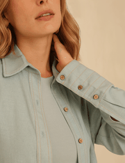 Camisa Linho Raiane - Azul Sereno - P