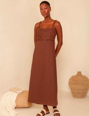 Vestido Linho Vanda - Marrom Chocolate - P