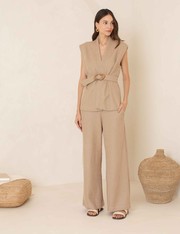 Calça Pantalona Dione - Bege Medio - PP