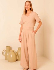 Calça Pantalona Faby - Bege Saara - M