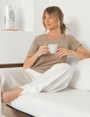 Blusa Suede Corte a Fio - Bege Medio - P