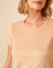Blusa Suede Corte a Fio - Bege Claro - P