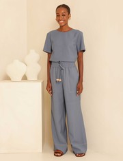 Calça Pantalona Chamego - Azul Indigo - PP