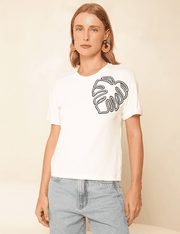 T-Shirt Folha Denim - Off White - GG