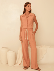 Calça Pantalona Chamego - Terracota Suave - P