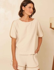 Blusa Alfaiataria Alara - Bege Aveia - PP