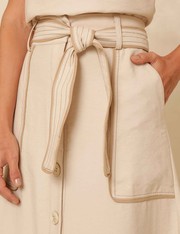 Saia Midi Martine - Bege Aveia - PP