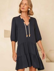 Vestido Eleonora Liso - Marinho - PP