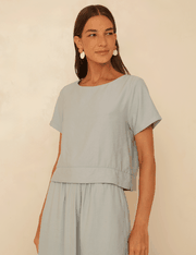 Blusa Alfaiataria Amber - Azul Sereno - P