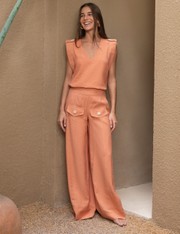 Calça Pantalona Taila - Terracota Queimado - P