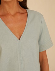 Blusa Linho Nina - Azul Sereno - P