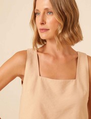 Cropped Selena Linho - Bege Macadamia - P