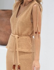 Vestido Midi Fabia - Bege Caramelado - PP