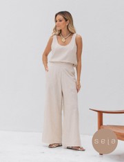 Calça Pantalona Amor - Natural - PP