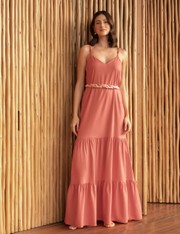 Vestido Longo Keila - Coral - M