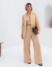 Calça Pantalona Zaida - Bege Macadamia - PP