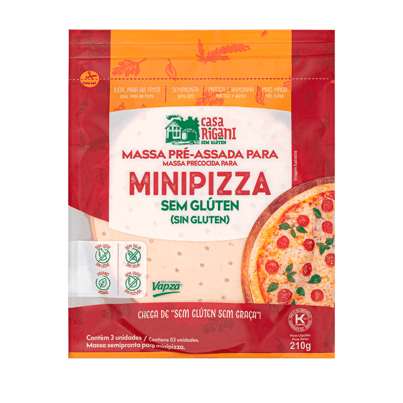 Mini Pizza Sem Glúten Vegano Casa Rigani - 210g - Casa Santa Luzia