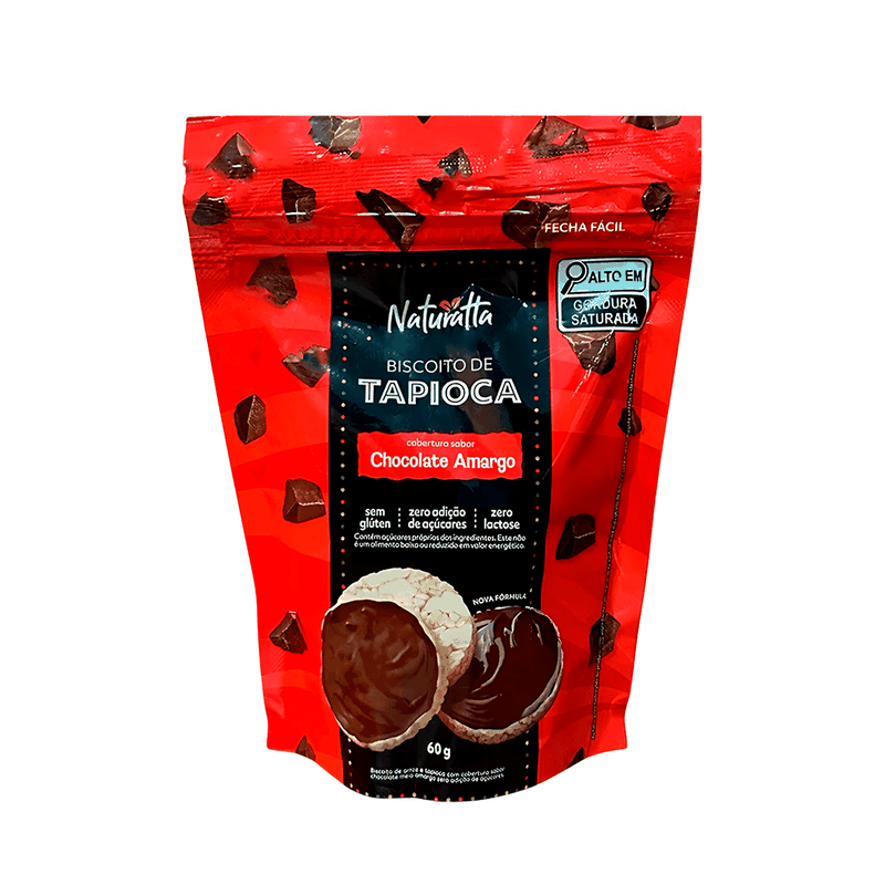 Biscoito de Tapioca com Cobertura Chocolate Amargo Naturatta – 60g