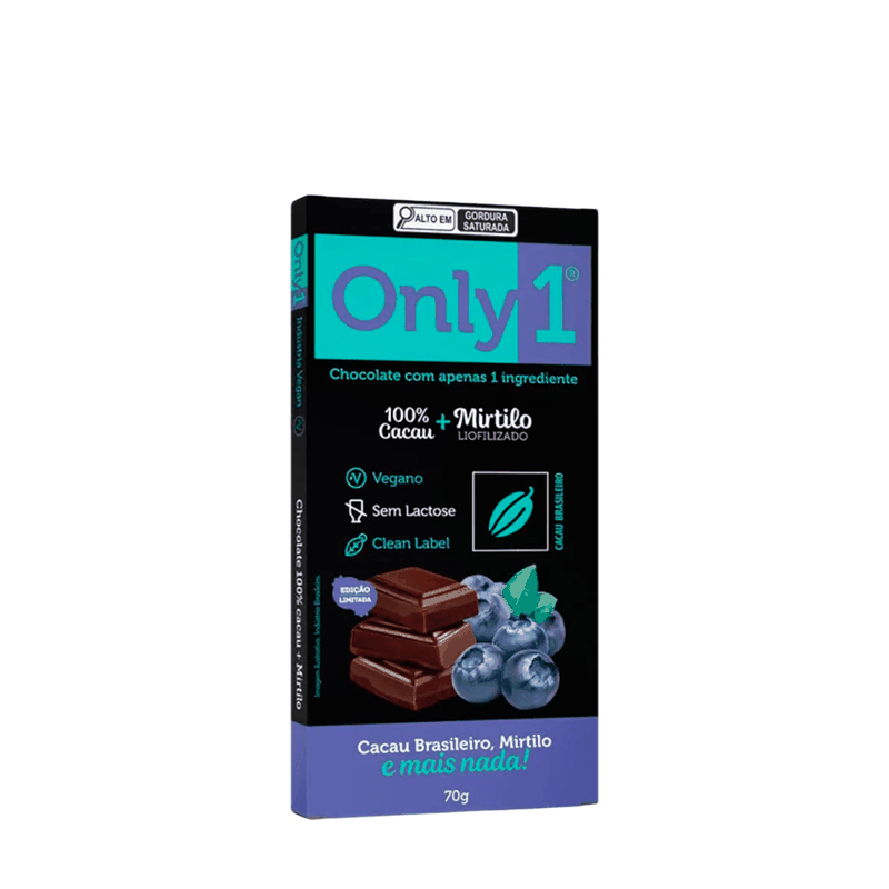Chocolate 100% Cacau Mirtilo Only 1 – 70g - Casa Santa Luzia