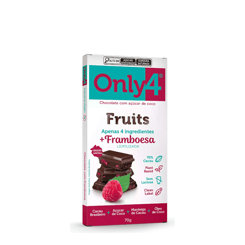 Chocolate 70% Cacau Framboesa Fruits Only4 – 70g - Casa Santa Luzia