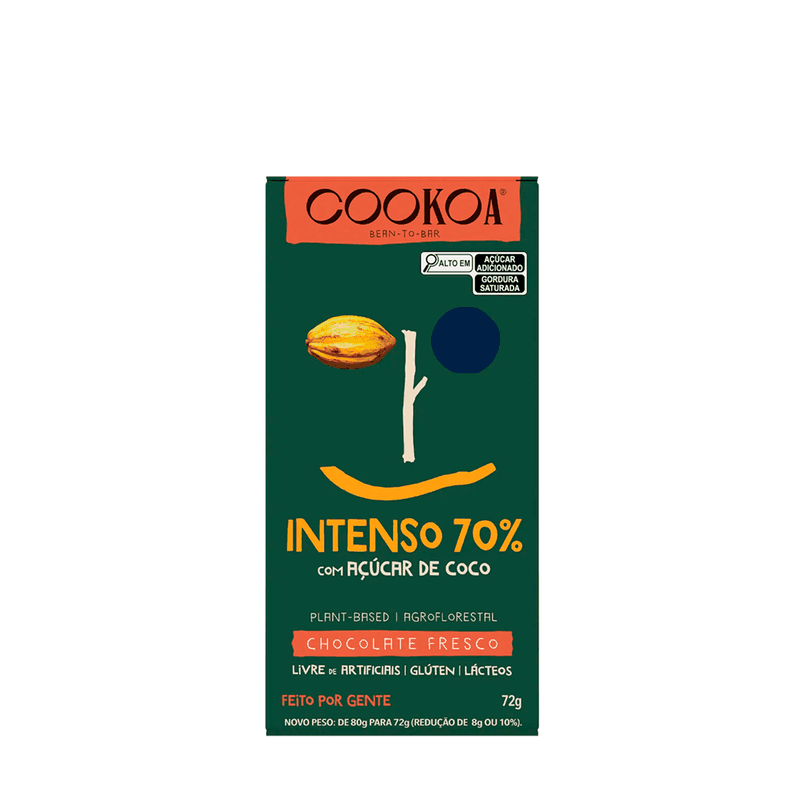 Chocolate 70% Intenso Cookoa – 72g - Casa Santa Luzia