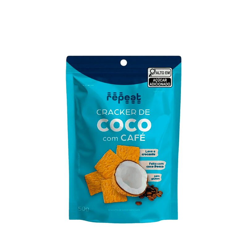 ⭐︎cocco⑅◡̈*⭐︎ Cracker Coco com Café Sem Glúten Repeat – 50g - Casa Santa Luzia
