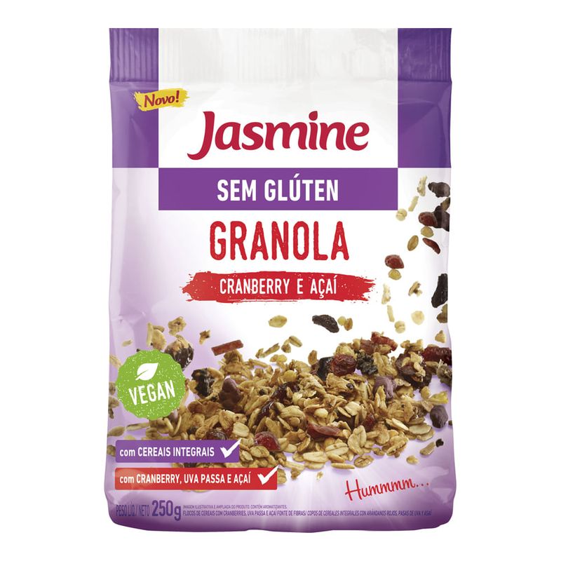Granola Sem Glúten Cranberries e Açaí Jasmine 250g - Casa Santa Luzia