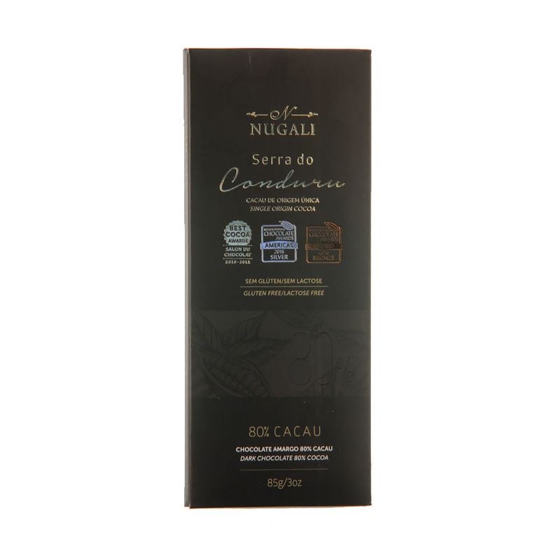 Chocolate 80% cacau Serra do Canduru Nugali 85g - Casa Santa Luzia