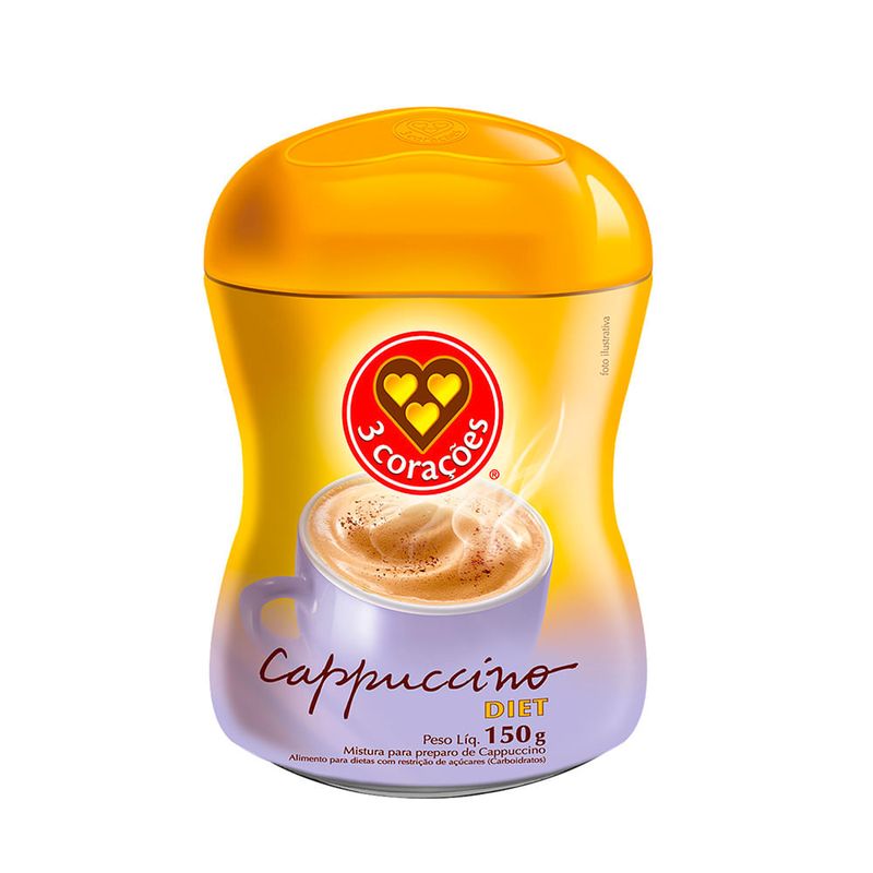 Cappuccino Diet 3Corações 150g - Casa Santa Luzia