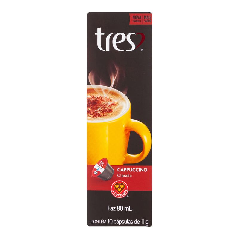 Café em Cápsulas Cappuccino 3Corações 10un. - Casa Santa Luzia
