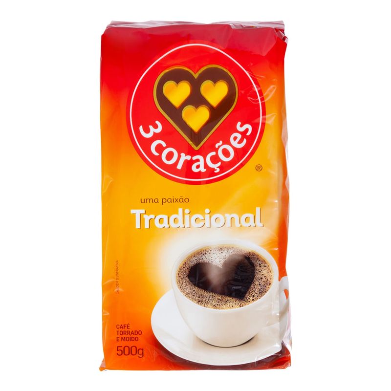 Café Moído Tradicional à Vácuo 3Corações - 500g - Casa Santa Luzia