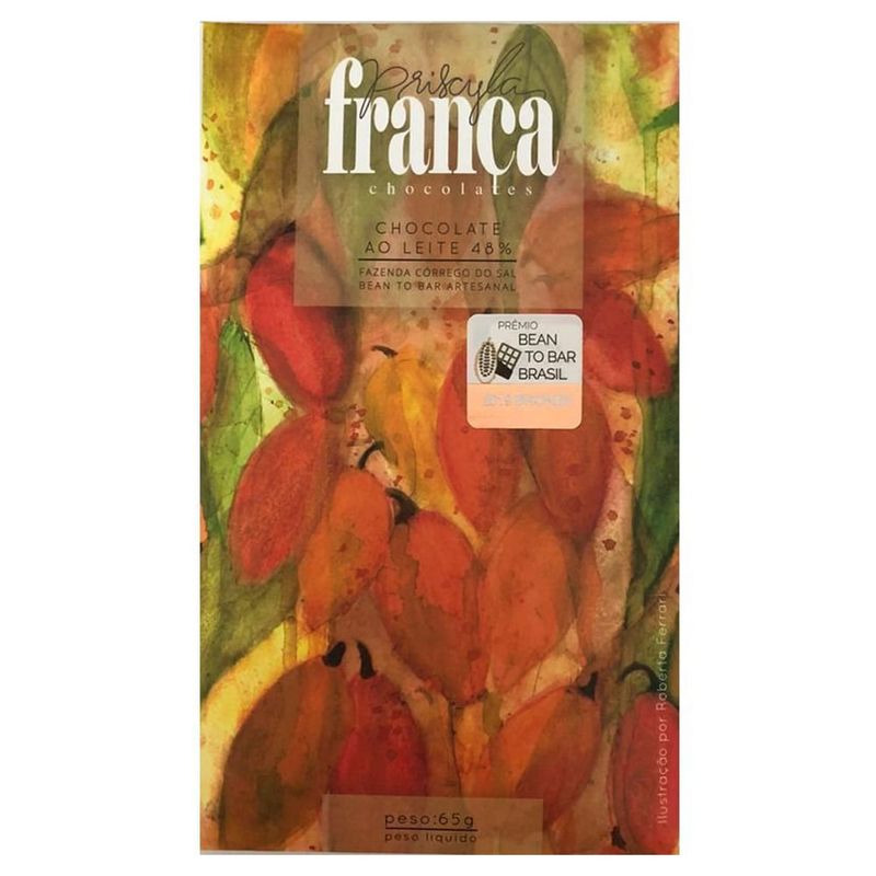 Chocolate ao Leite 48% Priscyla França 65g - Casa Santa Luzia