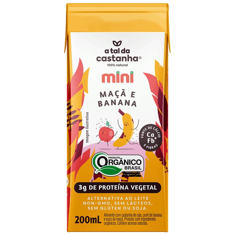 Mini Bebida de Maçã e Banana Orgânica e Vegana A Tal da Castanha