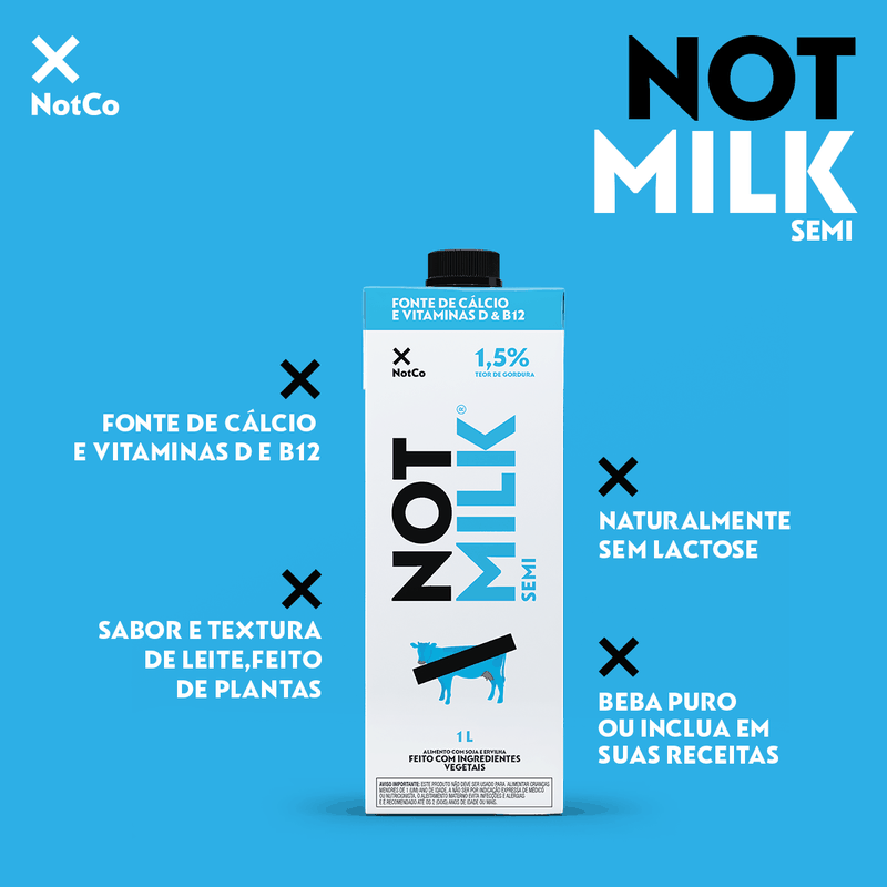 Not Milk Semi Leite Vegetal 1L - Casa Santa Luzia