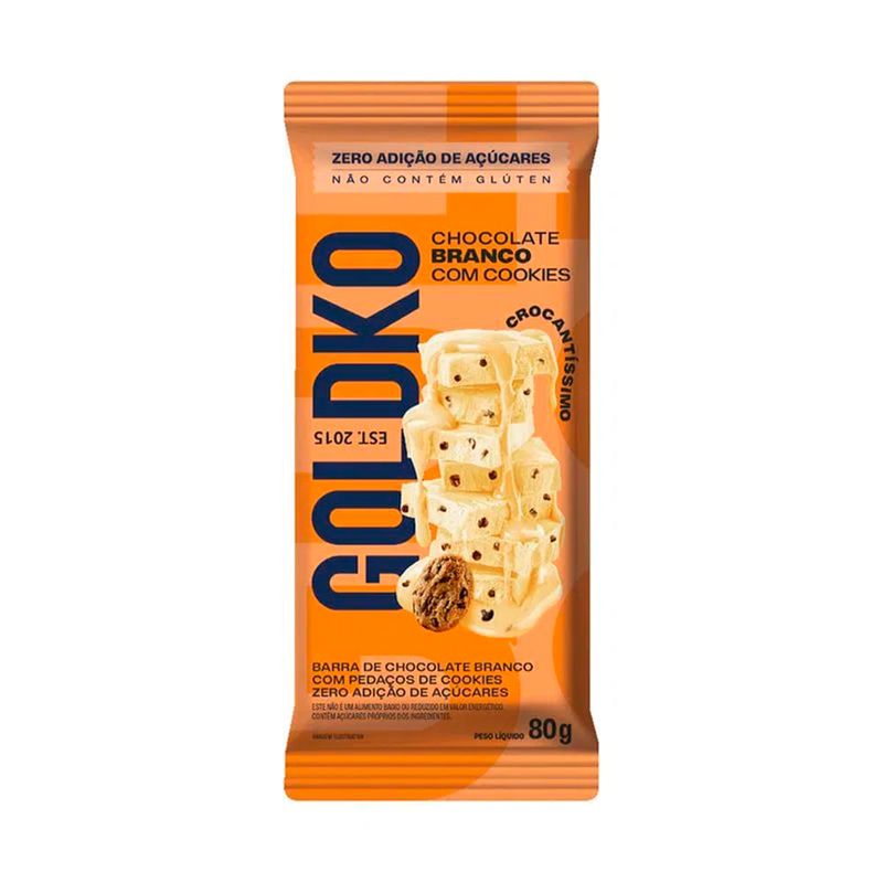 Chocolate Branco com Cookies Zero Adição de Açúcar GoldKo 80g