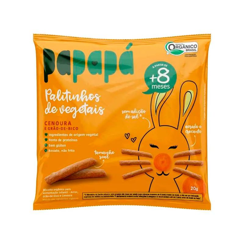 その他 papas Biscoito de Cenoura e Grão-de-Bico Orgânico Papapá 20g - Casa