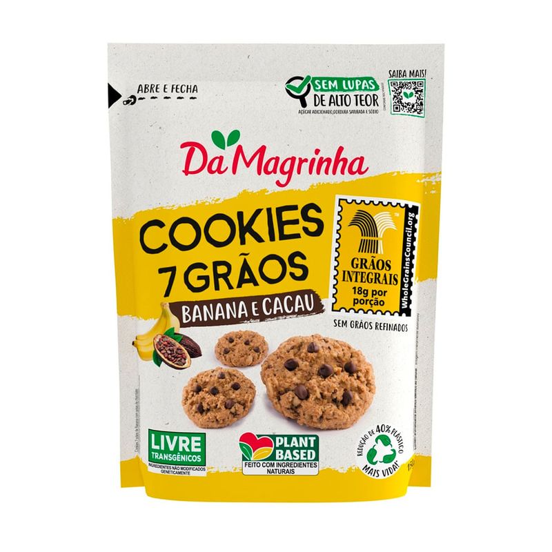 Cookies 7 Grãos Banana e Cacau Da Magrinha 150g - Casa Santa Luzia