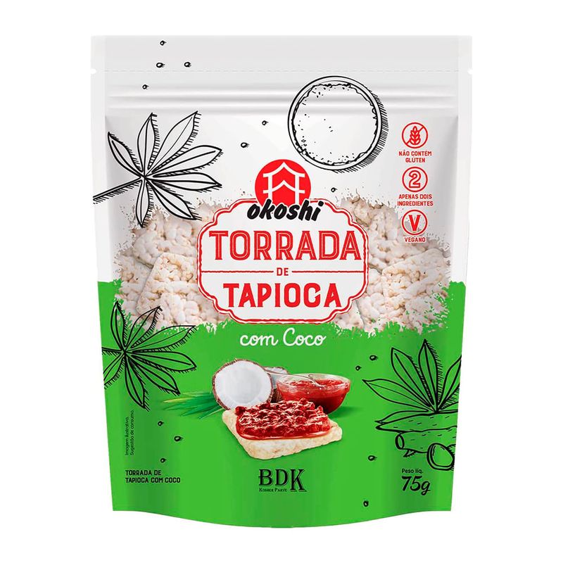 Torrada de Tapioca com Coco Sem Glúten Okoshi 75g - Casa Santa Luzia
