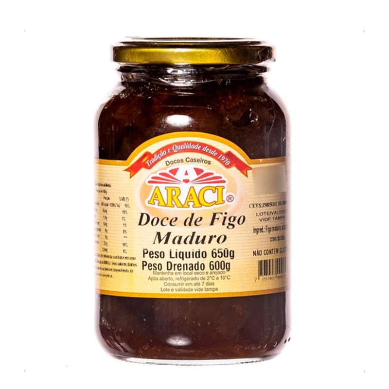Doce de Figo Maduro Doces Araci 650g - Casa Santa Luzia