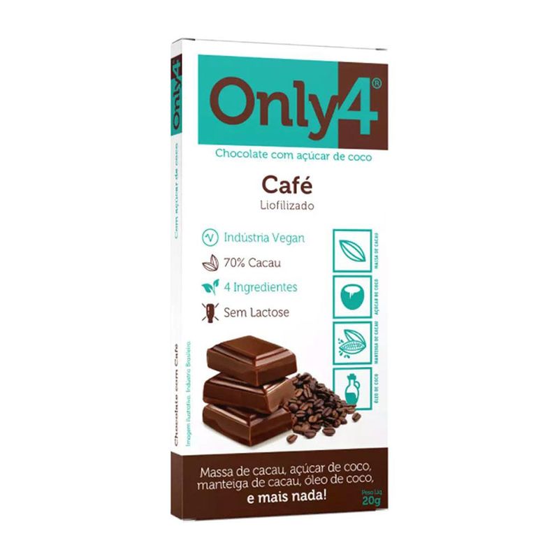 Chocolate Vegano Com Café Only 4- 20g - Casa Santa Luzia