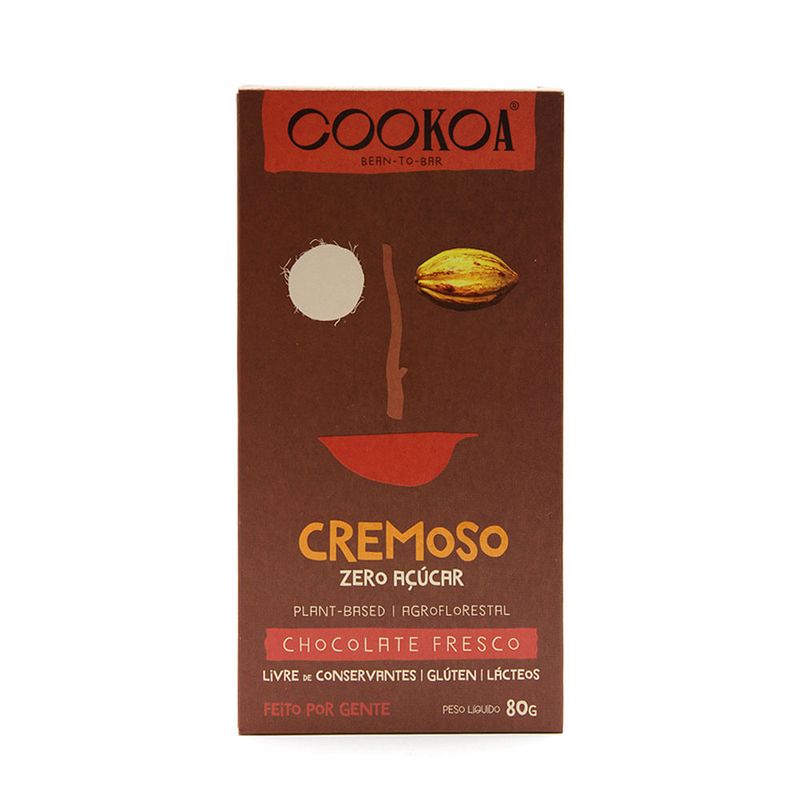 Chocolate Cremoso Sem Açúcar Cookoa 80g - Casa Santa Luzia