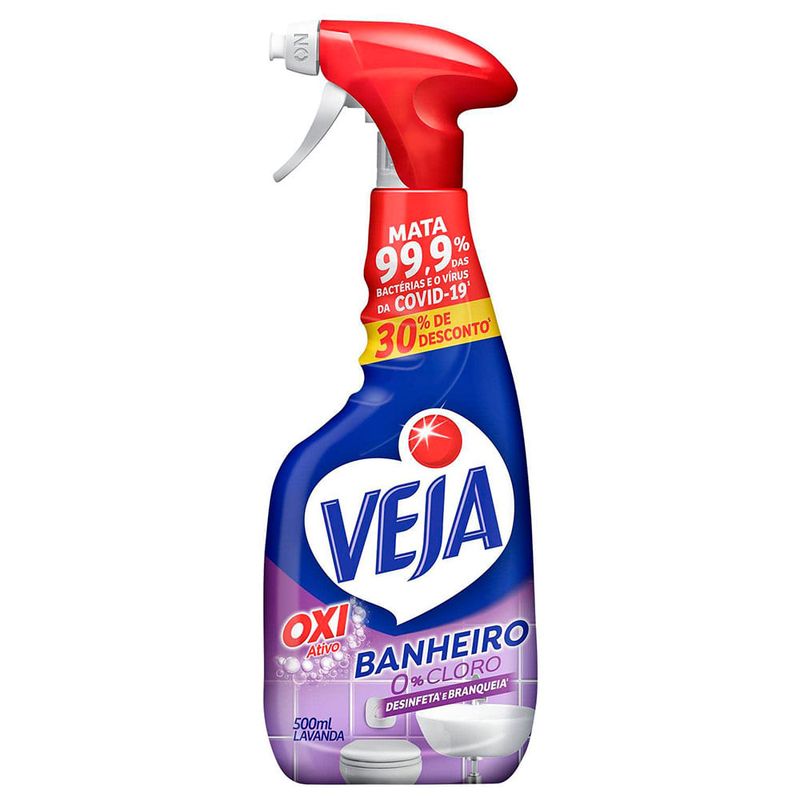 ＬＲＰＰわいわい Limpador de Banheiro de Lavanda Sem Cloro Spray Veja 500ml - Casa