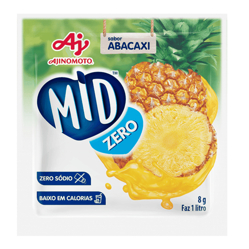 Refresco em Pó Sabor Abacaxi Zero Mid 8g - Casa Santa Luzia
